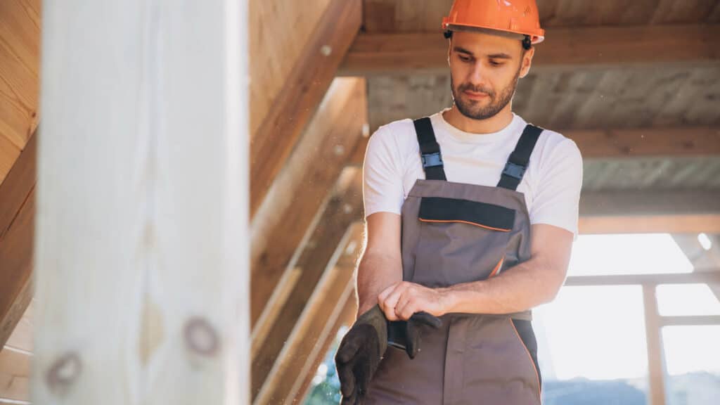 Photo d'un homme qui travail dans une maison