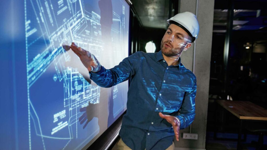Un homme parle des travaux dans une maison