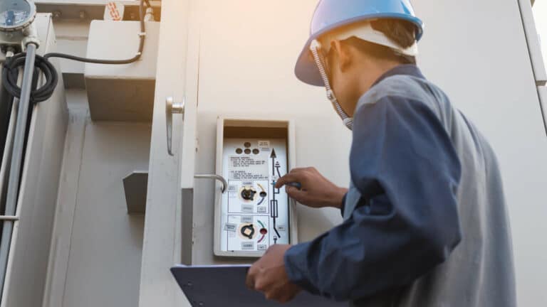 Un homme qui vérifie un compteur électrique